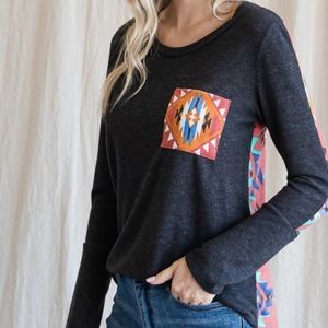 Charcoal Grey Aztec Longsleeve